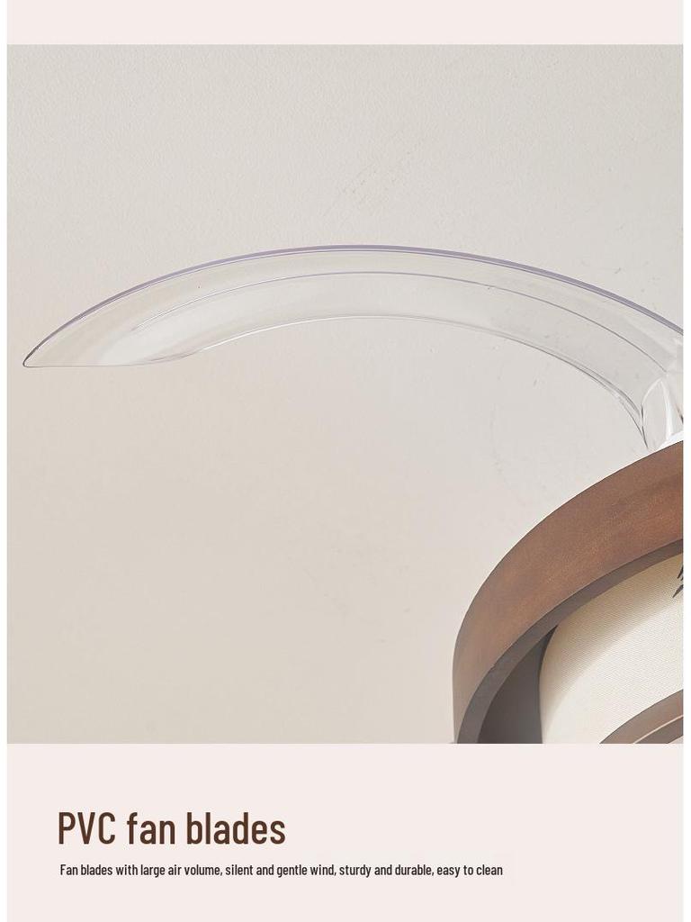 Song Dynasty Mid-Century Retro Solid Wood Invisible Ceiling Fan Light for Bedroom, Living Room, and Restaurant.