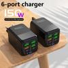 150 Вт, 6 портов, USB-зарядное устройство, PD Быстрая зарядка, Настенный адаптер, Вилка EU, Быстрая зарядка 3.0, Многопортовый адаптер питания