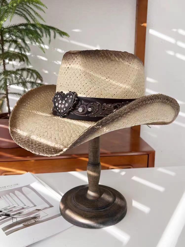 Розовая ковбойская шляпа в стиле вестерн, летняя солнцезащитная шляпа, соломенная шляпа для мужчин и женщин, ковбойская шляпа, сомбреро, хомбре