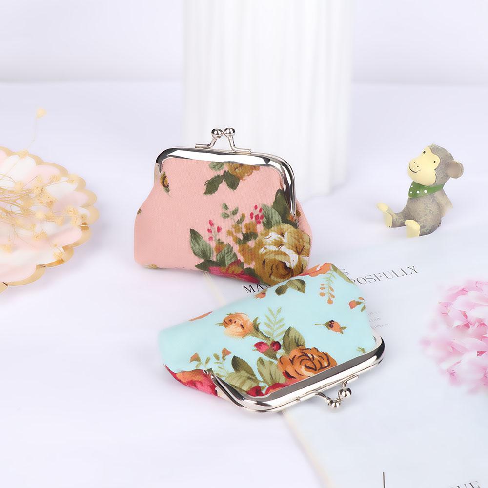 Floral Lady Vintage Flower Hasp Retro Credit Card Holder Coin Purse Clutch Bag Small Wallet