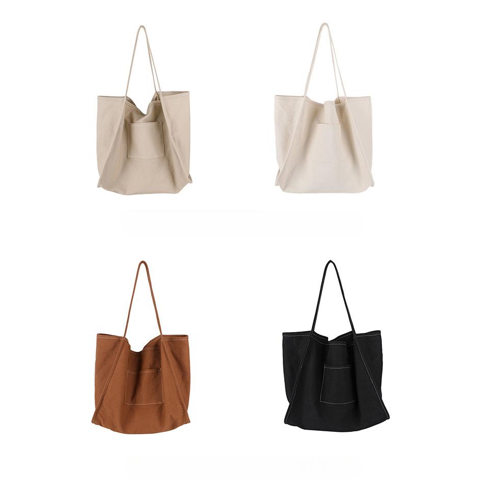 Однотонная женская сумка All-in-one, холщовая сумка на одно плечо, большая вместительная сумка для покупок, сумка на одно плечо