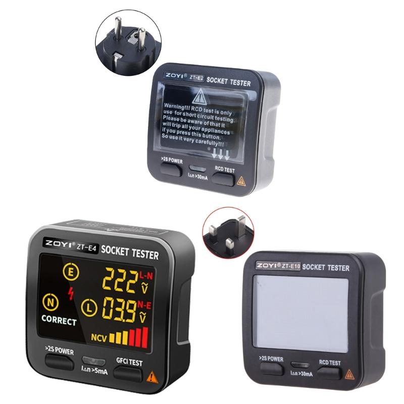 Outlet Tester LCD with Voltage Display RCD Receptacle Socket Tester Circuit Analyzer Polarity Detector EU/US/UK Plug