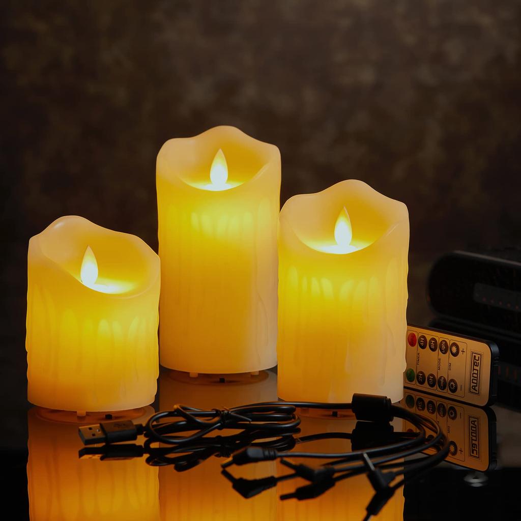 Светодиодная свеча AnnTec USB, оснащенная пультом дистанционного управления, мерцает как настоящая теплая, не потребляет энергию, в комплекте специальный пульт дистанционного управления, регулировка яркости, светодиодная свеча