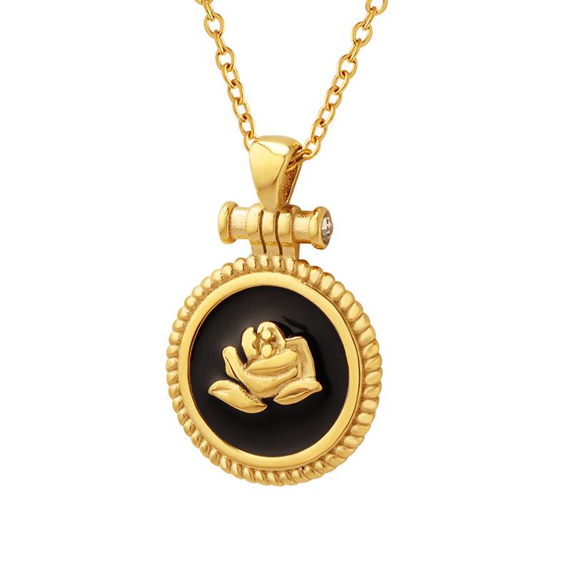 Индивидуальность не выцветает Нишевый дизайн Французская ретро роза капает масло циркон круглый бренд кулон ожерелье