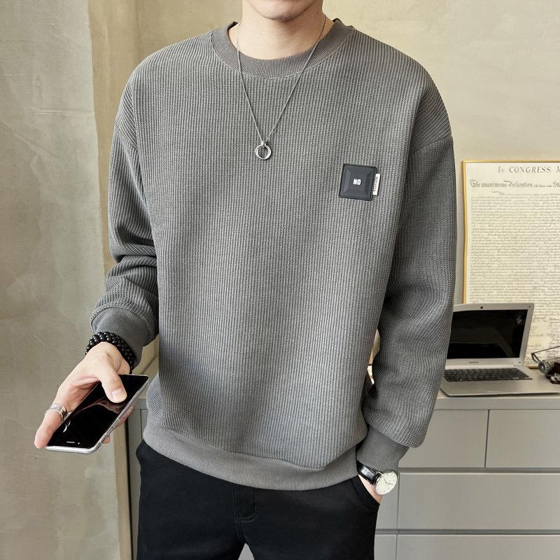 Свитер мужской весенне-осенний свободный круглый вырез повседневная мужская нижняя рубашка