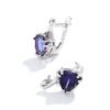 Stunning Natural Iolite Blue Mystic Triangle Silver Clip Ring Earring Set for Women Engagement Party Luxury Designer Gift