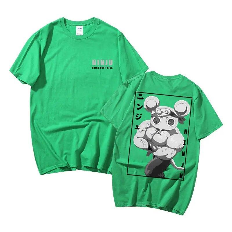 Забавные мускулистые ниндзя-мыши Муки Тренажерный зал Мышь Футболки с принтом Аниме Demon Slayer Uzui Tengen Футболка унисекс Женская уличная одежда большого размера с героями мультфильмов