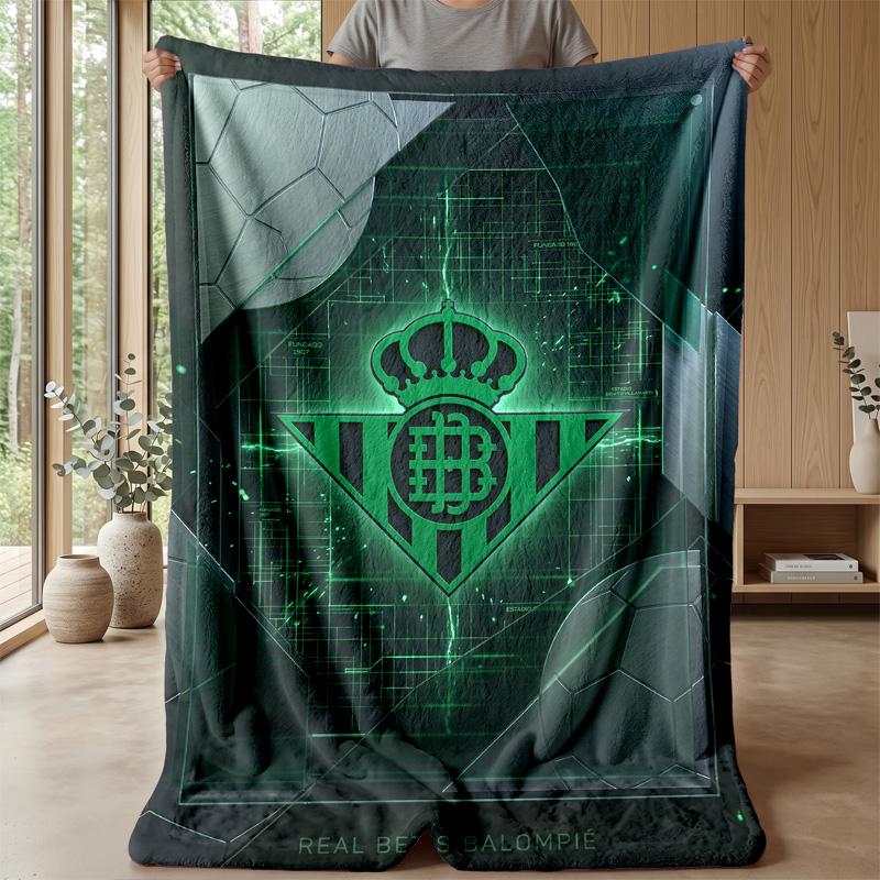 Real Betis Football Print Flannel Blanket, Soft Warm Lightweight Throw Blanket for Sofa Bed Camping