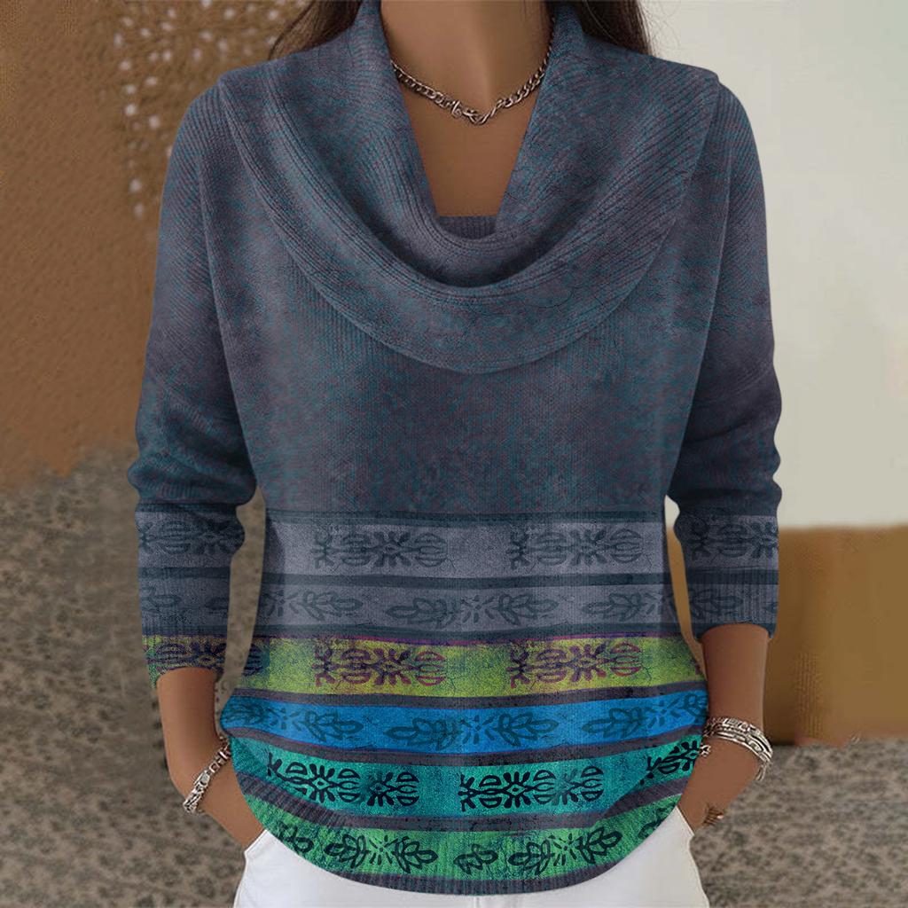 Женский повседневный и модный свитер с круглым вырезом, длинными рукавами и принтом