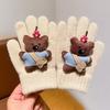Candy Color Cute Animal Kids Knit Gloves Warm Full Finger Gloves  Riding