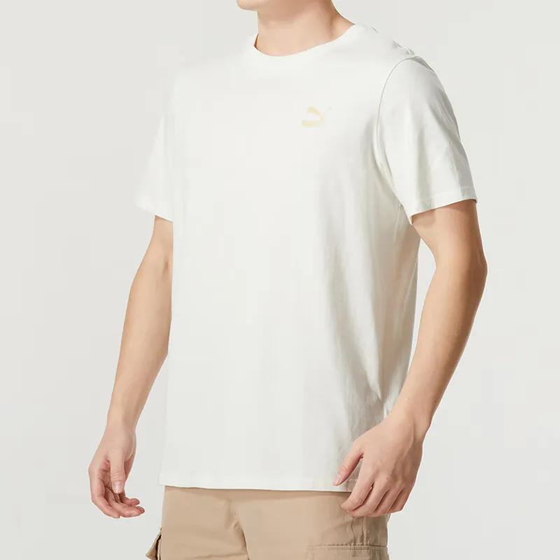 PUMA T Shirts Unisex White Crew Neck Moderate Straight Fit (Unisex) T-Shirts 682344 65