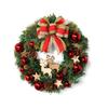 Christmas Wreath for Front Door Artificial Green Pine Needles Teardrop Swag Christmas Garland Decoration with Balls Bows for Indoor Holiday Decor