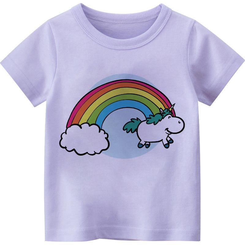 Новая летняя детская футболка с короткими рукавами из мультфильма, 3 цвета, повседневные футболки для мальчиков, топы для девочек, футболка с цветами, детская одежда