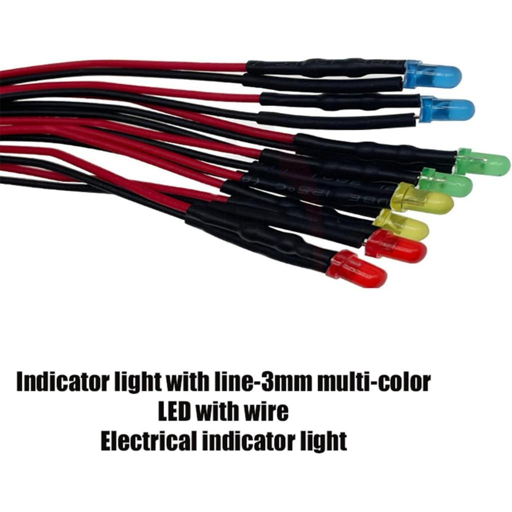 50PCS 12V 3mm LED Lights Emitting Diodes Pre Wired Micro Led Lights Diodes Diffused Colored Lens for Model Assortment Kit