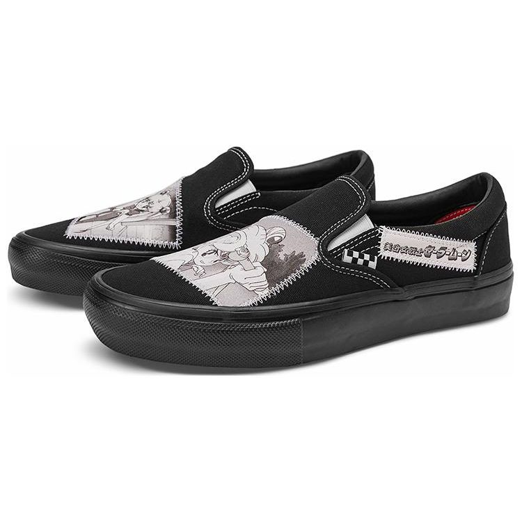 Sailor Moon x Vans Skate Slip-On Pretty Guardian Унисекс Кроссовки Черные Белые VN0A5FCAYB2