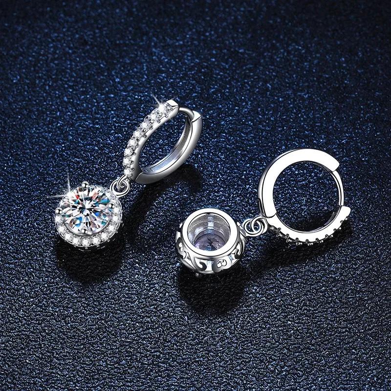 Серьги-гвоздики из серебра 925 пробы с муассанитом 1 карат для женщин, роскошный вечерний стиль