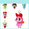 Girls Powerpuff The Blossom Raincoat Plush Toy Backpack Keychain Pendant Cartoon