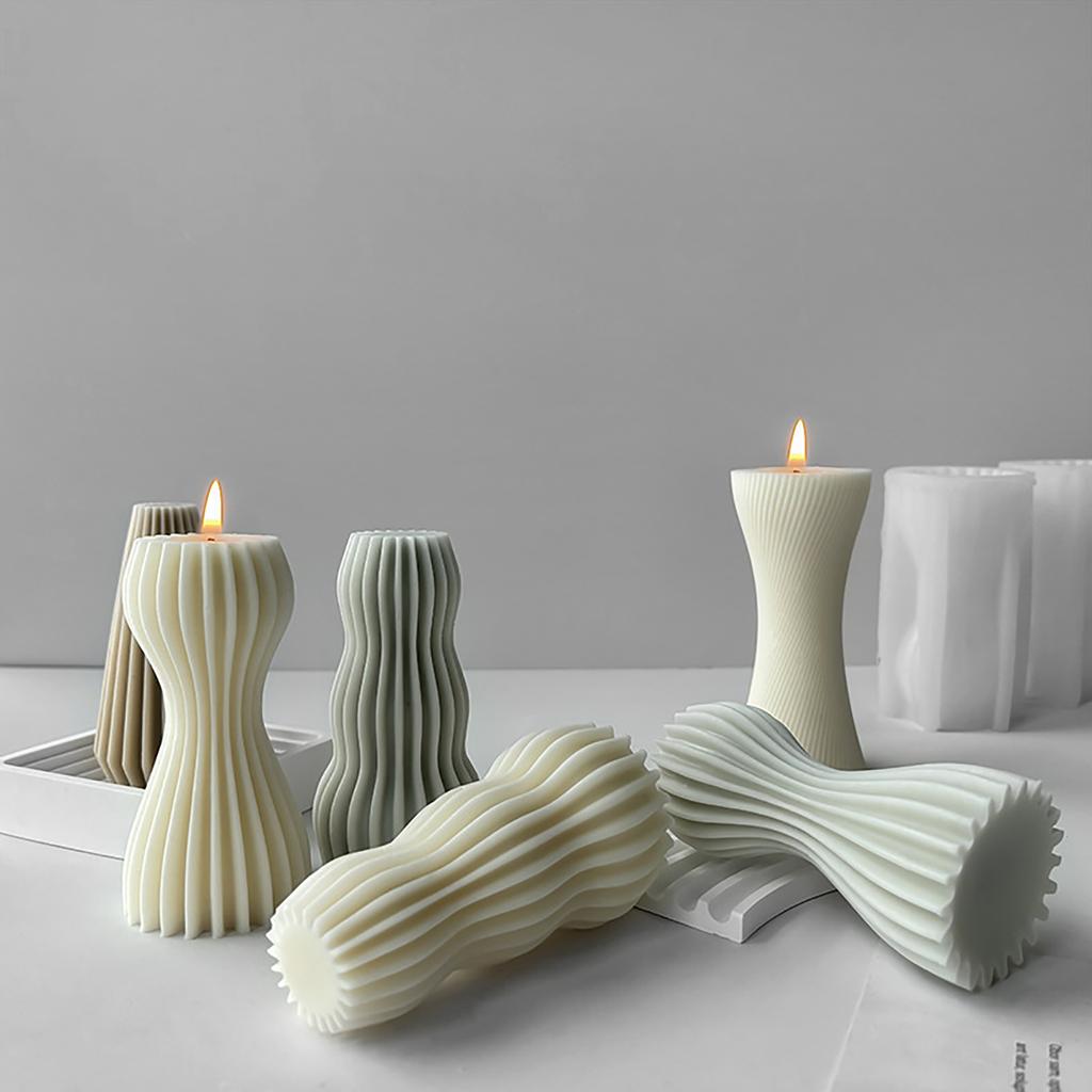 Unique and Elegant DIY Striped Mold Geometric Shape Candle Mold Convenient Silicone Mold for Striped Candle Crafting