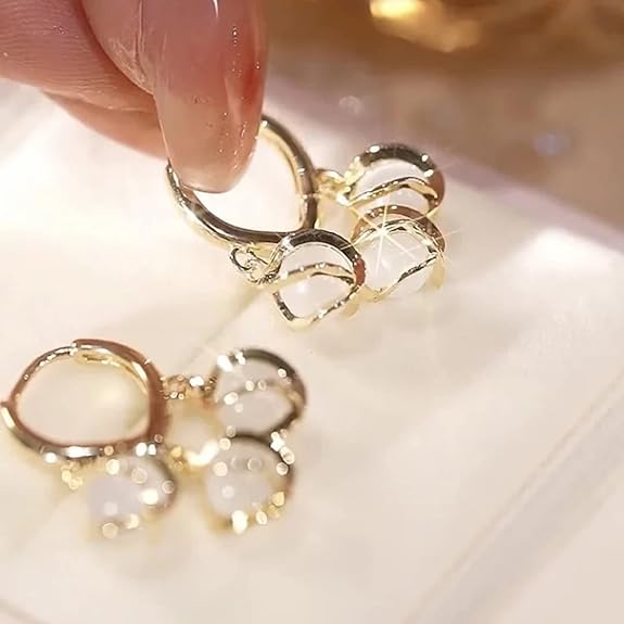 Корейские серьги-капли в форме кошачьего глаза с опаловым камнем для девочек и женщин