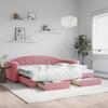 VidaXL Daybed with Trundle and Drawers Pink 90x200 Cm Velvet 3197352