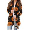 Женский кардиган с длинным рукавом спереди и принтом на Хэллоуин, легкая куртка