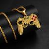Game Controller Pendant Necklace Set, Hip Hop Style Party-Ready Gaming Zircon Accessories Holiday Gift Idea