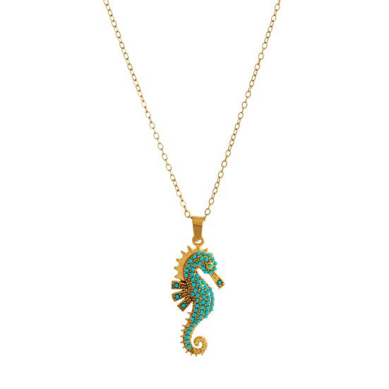 Sea Creature Jewelry Stylish Necklace Stainless Steel Blue 3.2 Cm 1 Pc