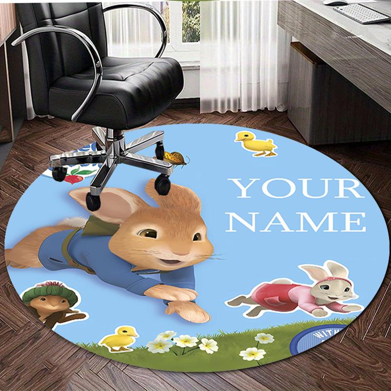 Personalized P-Peter Rabbit Round Chair Office Rug - Perfect for Mat, Office Chair & More - Ideal Gift for Birthdays and Holidays