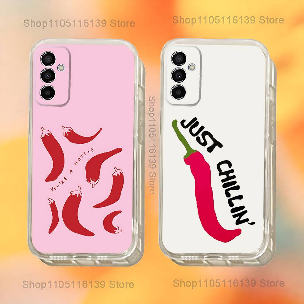 Любовь Красный Чили Чехол для Телефона Для Samsung S24,30,21,22,23,20 FE,lite,PIus,Ultra,5G,Note,9,10 Прозрачный Чехол