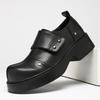 2026 Spring New Designer Derby Shoes Men Black Fashion Casual Work Platform Shoes Male Black Low Top Japanese Leather Shoes Man