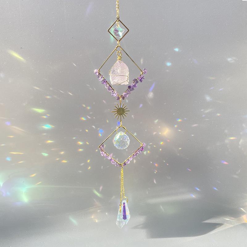 Crystal Suncatchers with Chain Rainbow Maker Crystal Prisms Decor Hanging Moon Wind Chimes for Home Garden Party Wedding Ornament Gift Mother