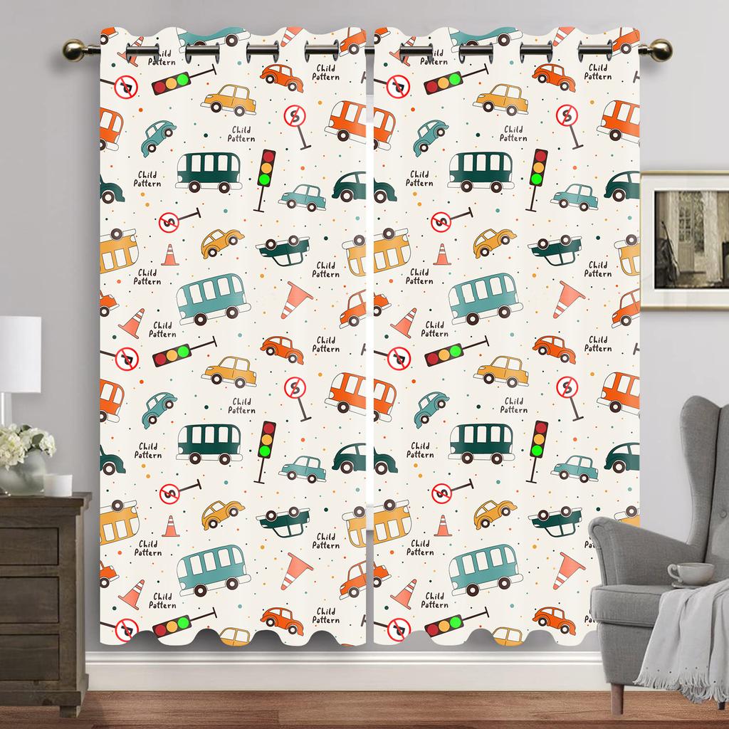 Cartoon Car Window Curtain Dinosaur Print Curtains Home Decor Animal Drapes for Boy Baby Children Bedroom Living Room Decoration