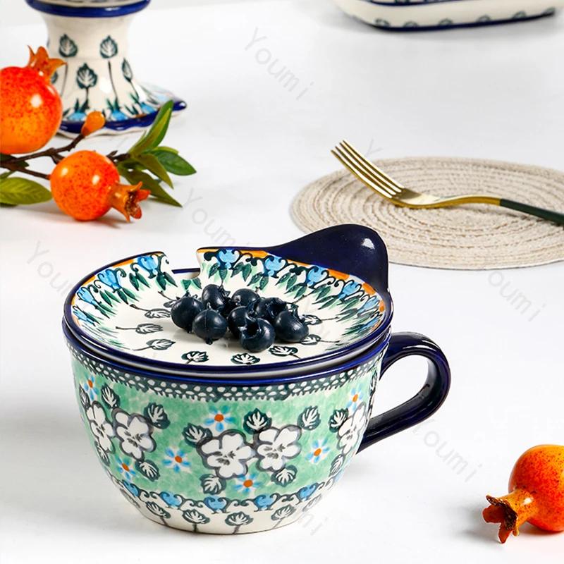 Творческие расписные керамические миски для послеобеденного чая, высокие ножки, фруктовые салатницы, изысканные блюда, тарелки, изысканная домашняя посуда