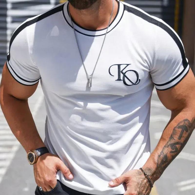 Лето 2024, повседневная модная мужская футболка в городском уличном стиле, свободный и удобный мужской топ с короткими рукавами для бега, лето 2024