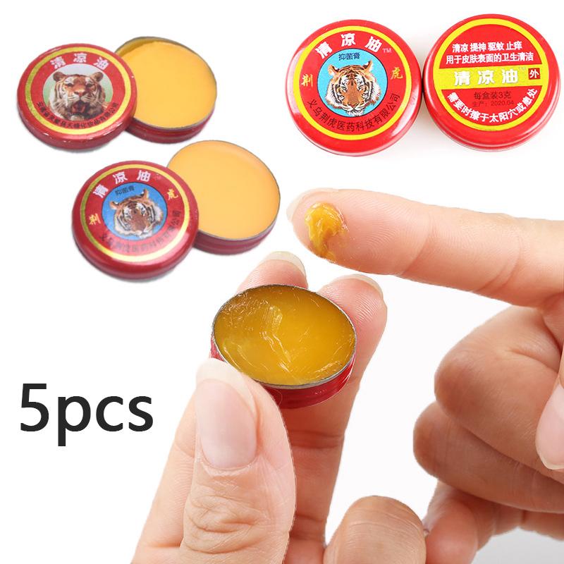 5 шт. Тигровый бальзам Охлаждающее масло от укусов насекомых Освежающий крем от боли и головной боли Снимает зуд