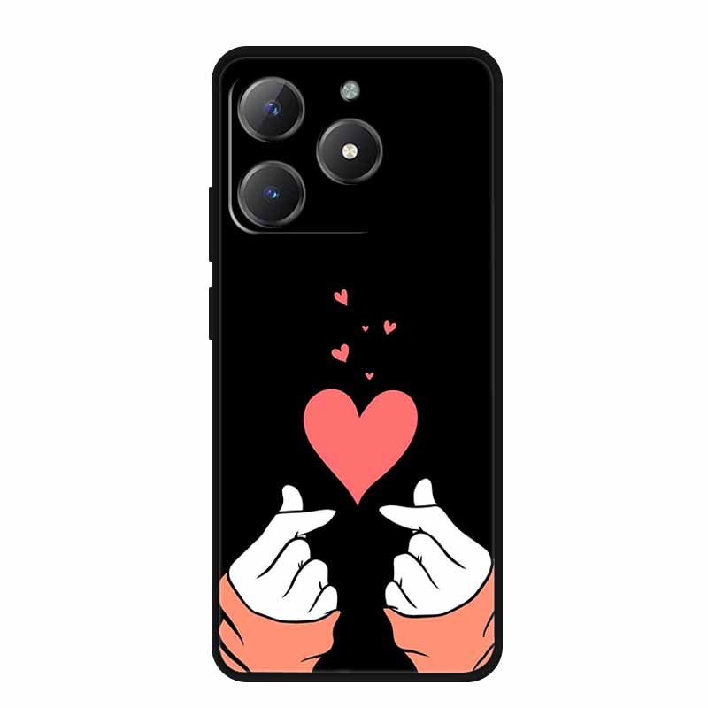 Черный силиконовый чехол для Realme Narzo N61 Чехол N 61 Funda Мультяшный кот Мягкая задняя крышка для Realme Note 60 Чехол для телефона Ракушки Coque