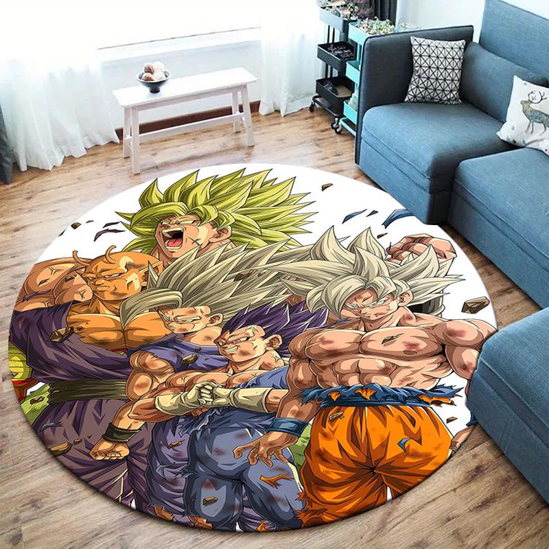 Dragon Ball Z Round Area Rug Carpet Rug For Living Room Bedroom Sofa Playroom Decor Nonslip Floor Mat