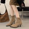 Осень 2025 Новый Стиль Женские Модные и Высококачественные Женские Ботильоны На Тонком Низком Каблуке Современные Короткие Ботинки