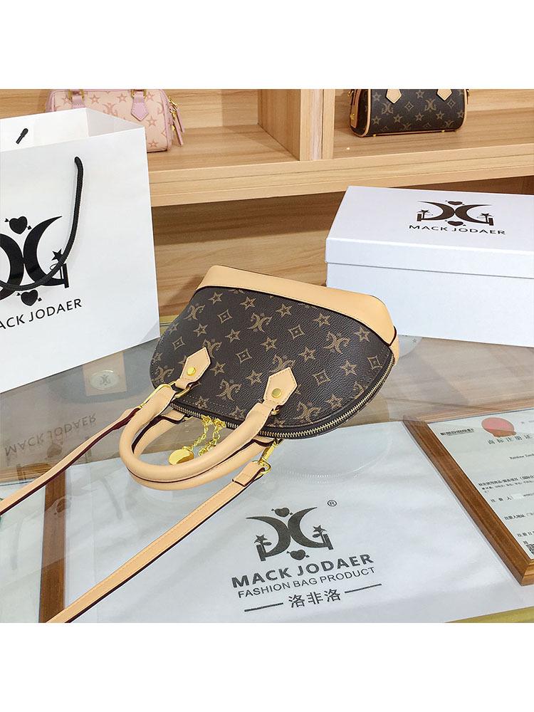 High-End Vintage Monogram Shell Crossbody: 2025 Influencer Chic Colorblock Handbag