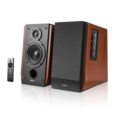 Edifier R1700BTs активная полочная акустическая система Bluetooth 66 Вт RMS усилитель дюймовый твитер и 4-дюймовый сабвуфер Bluetooth aptX 2 красновато-коричневые 2-полосные V5.0,