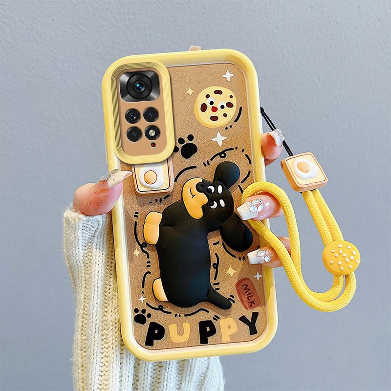 KEYSION Противоударный чехол для Redmi Note 11 Pro 5G 11S со шнурком, силиконовый милый 3D-чехол для телефона с мультяшной куклой для Redmi Note 11 Pro+ 5G