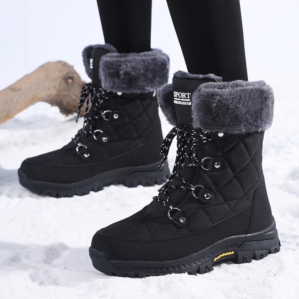 TUINANLE Warm Winter Boots Women Cotton Shoes High Top Snow Boots Fashion Mother Plush Shoes