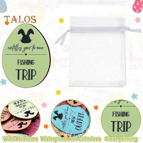 Набор из 30/60 деревянных пасхальных яиц с подарочным пакетом, 30 различных выгравированных высказываний, пасхальный кролик, наполнитель для корзины, многоразовые позитивные награды, пасхальная вечеринка