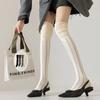 Loose Mouth Thigh High Socks Vertical Stripes Knee Length Stockings Over Knee Stockings Women