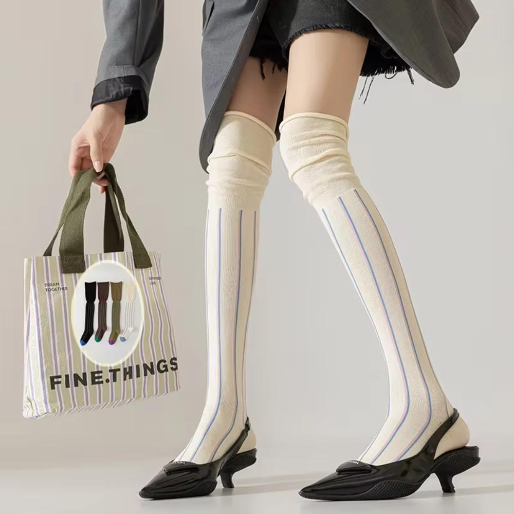 Vertical Stripes Over Knee Stockings Tall High Socks Knee Length Stockings Autumn/Winter