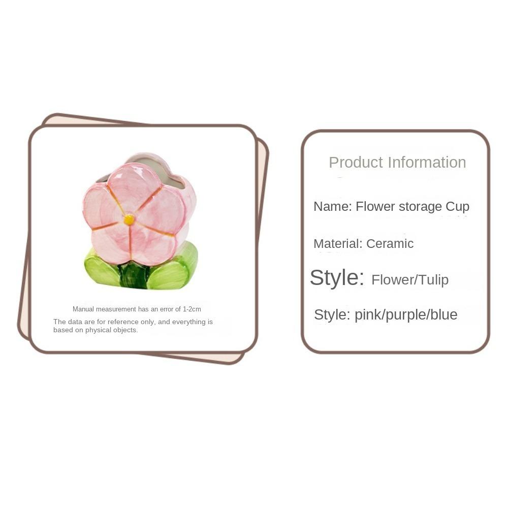 Tulip Flower Flower Makeup Brush Storage Bucket Ceramic Ceramic Tulip Pen Holder  Office Pen Holder