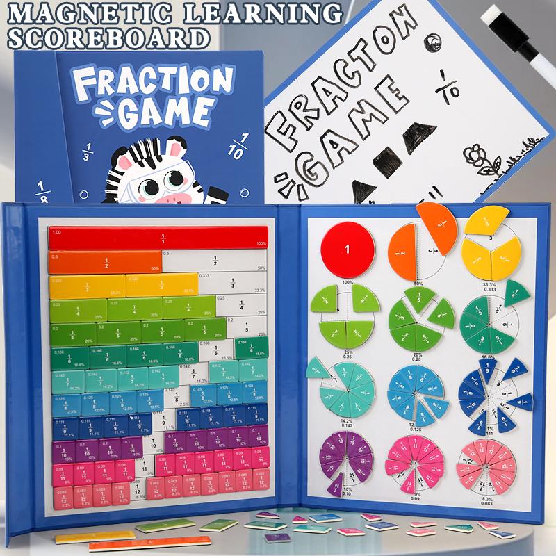 Магнитная дробь, обучающая математическая игрушка, Монтессори, обучающие пособия по арифметике, деревянная книга, развивающие игрушки для детей, Рождественский подарок