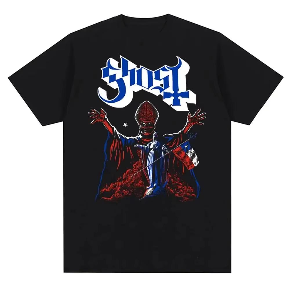 Новая футболка с графическим принтом Ghost Rock Мужская Женская Модная Повседневная Рок Уличная Одежда С коротким рукавом Большого размера Футболка Унисекс