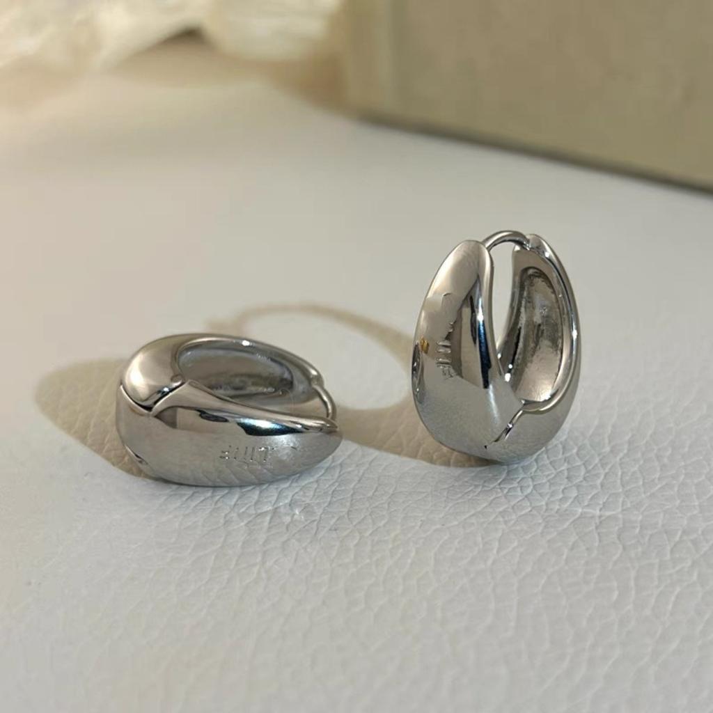 Уникальные французские ретро серьги-пряжки премиум-класса из латуни 22-каратного настоящего золота с простым кругом