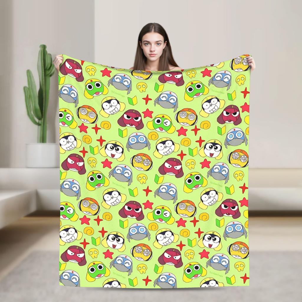 Kero Platoon Frog Keroros Fleece Throw Blanket Blankets for Sofa Car Soft Bedroom Quilt,